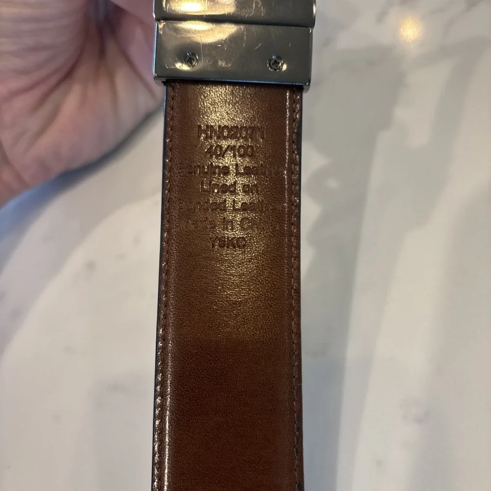 Penguin Genuine Leather Belt Black Men's Size 40‎ Silver/Bronze Buckle